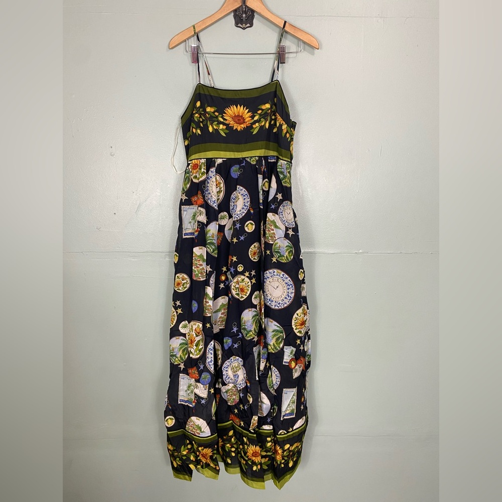 FARM Rio Black Trip Souvenir Maxi Dress Black Large Floral - Picture 2 of 8